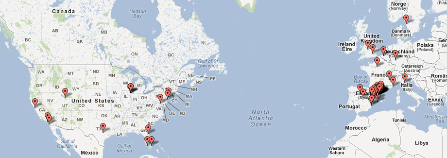 Ramon Vilanova Exhibitions & Awards map